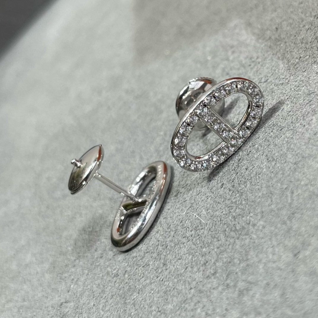 [ECHO ]HM FULL DIAMOND PIG NOSE STUD EARRINGS