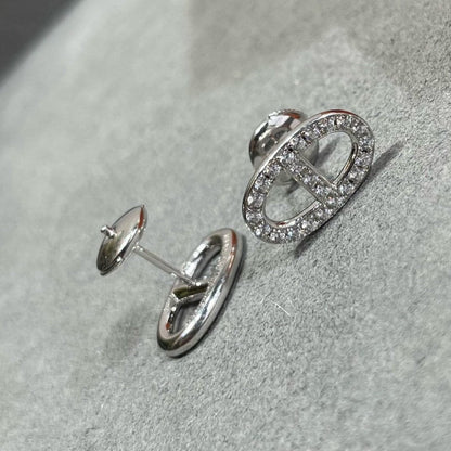 [ECHO ]HM FULL DIAMOND PIG NOSE STUD EARRINGS