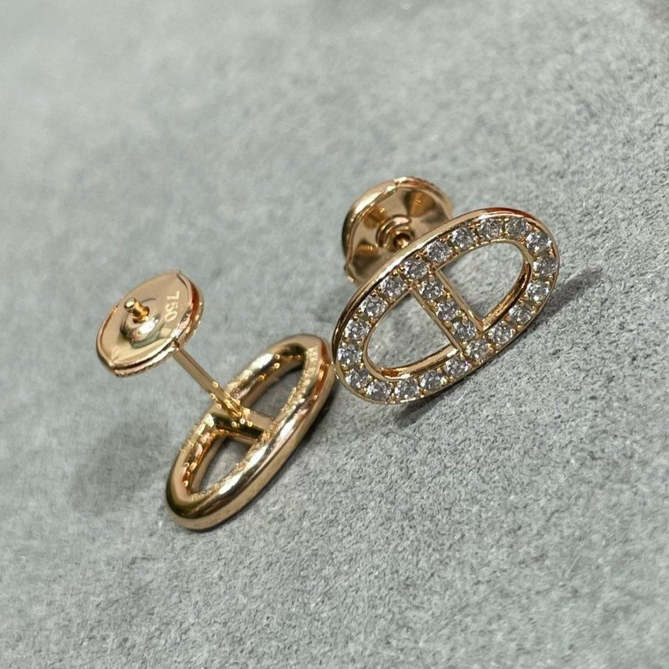 [ECHO ]HM FULL DIAMOND PIG NOSE STUD EARRINGS
