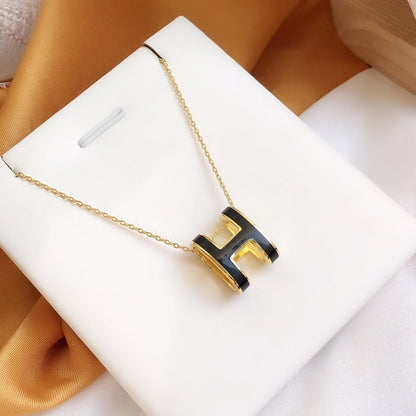 [ECHO ]HM CLIC BLACK ENAMEL GOLD NECKLACE