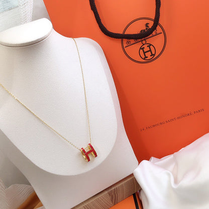 [ECHO ]HM CLIC RED ENAMEL GOLD NECKLACE