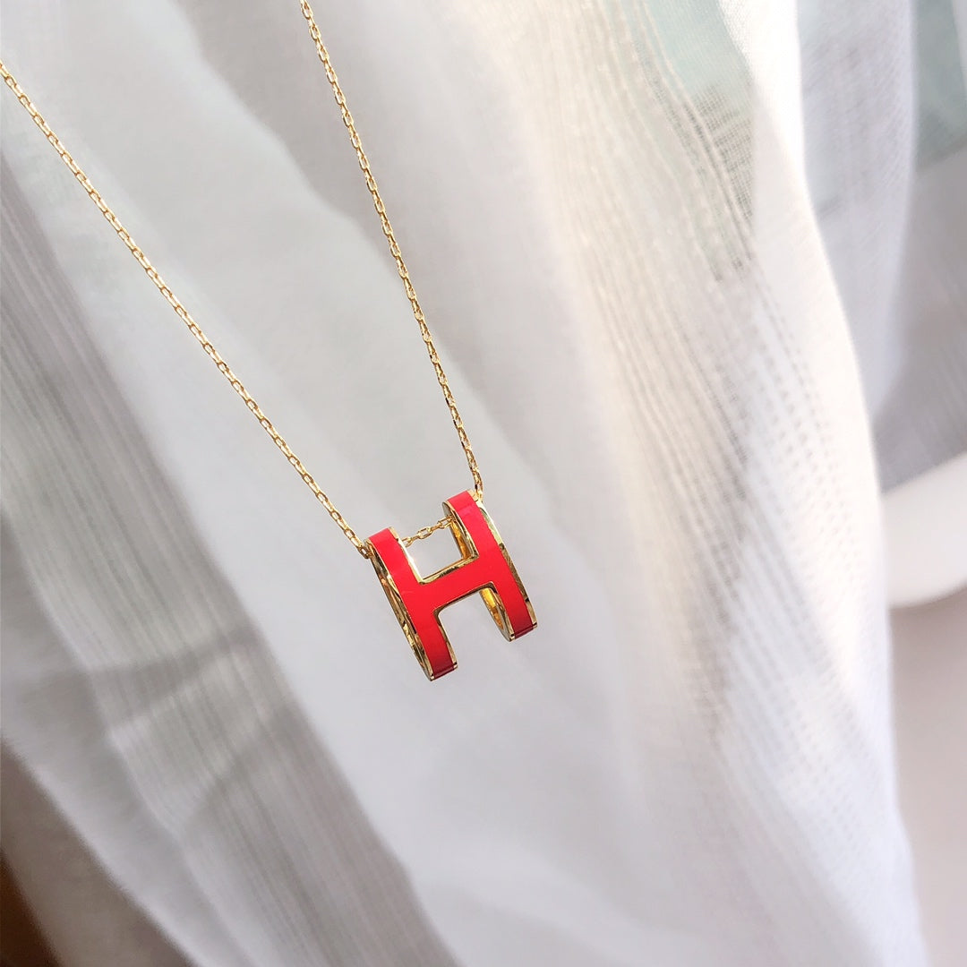 [ECHO ]HM CLIC RED ENAMEL GOLD NECKLACE