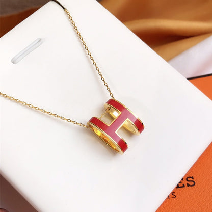 [ECHO ]HM CLIC RED ENAMEL GOLD NECKLACE