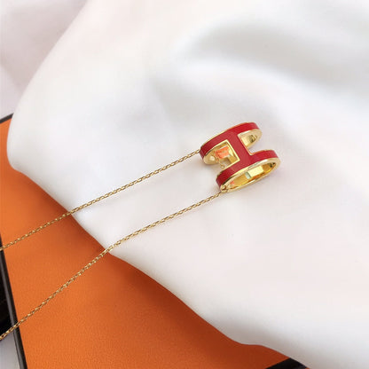 [ECHO ]HM CLIC RED ENAMEL GOLD NECKLACE
