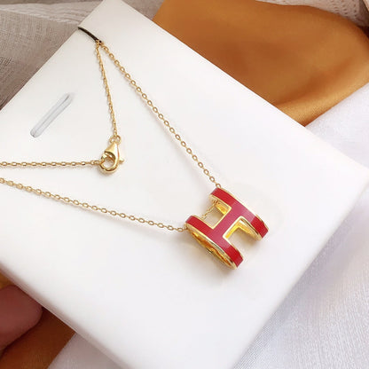 [ECHO ]HM CLIC RED ENAMEL GOLD NECKLACE