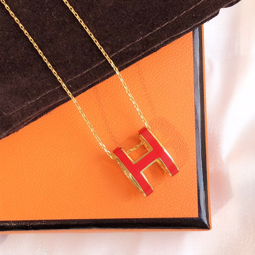 [ECHO ]HM CLIC RED ENAMEL GOLD NECKLACE