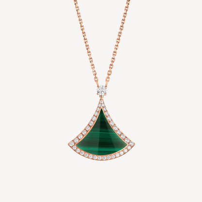[ECHO ]DREAM MALACHITE DIAMOND PAVED PINK GOLD NECKLACE