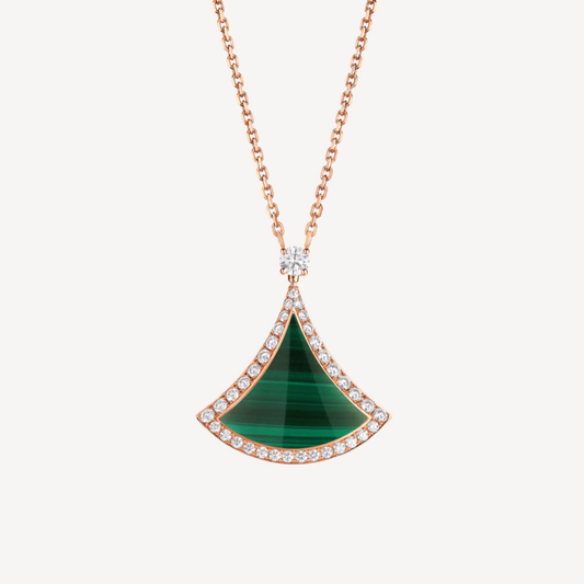 [ECHO ]DREAM MALACHITE DIAMOND PAVED PINK GOLD NECKLACE