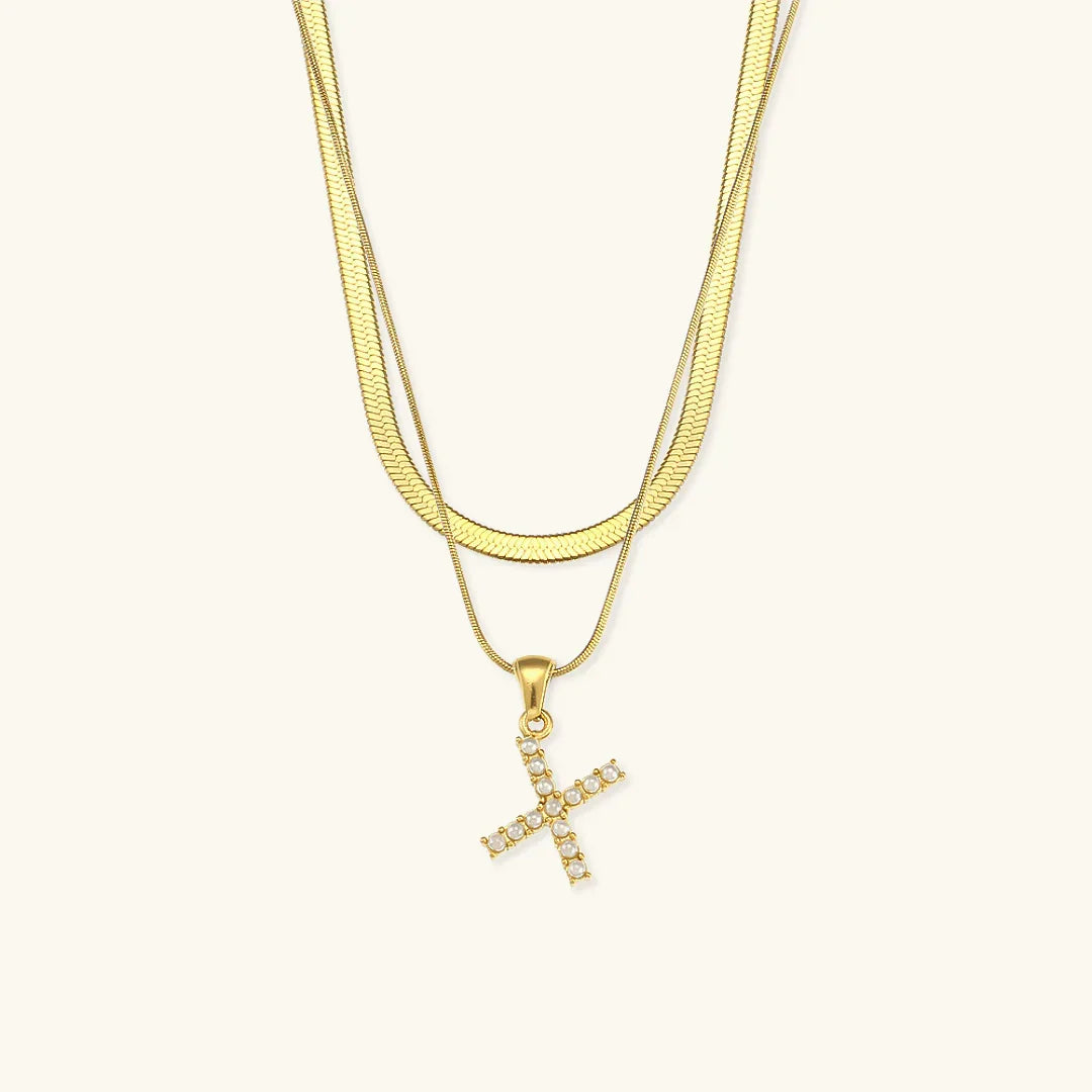 [Echo Fine]Fiona Layered Gold Initial Letter Necklace