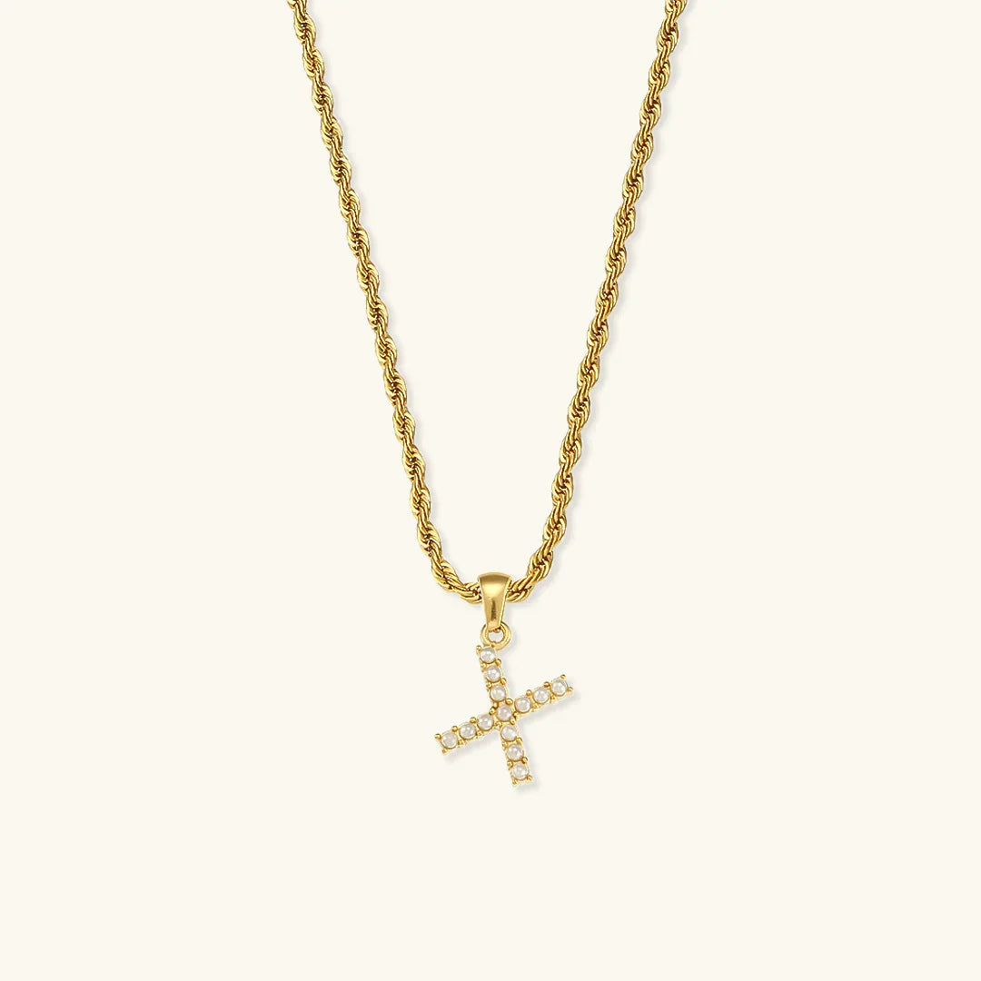 [Echo Fine]Elodie Initial Letter Pearl Necklace