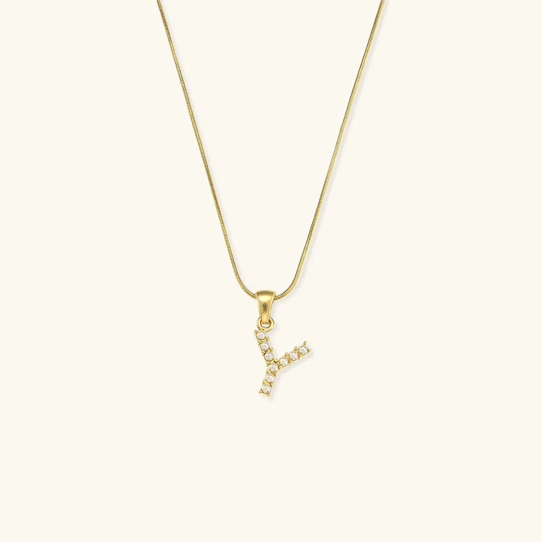 [Echo Fine]Augustine Initial Letter Pearl Necklace