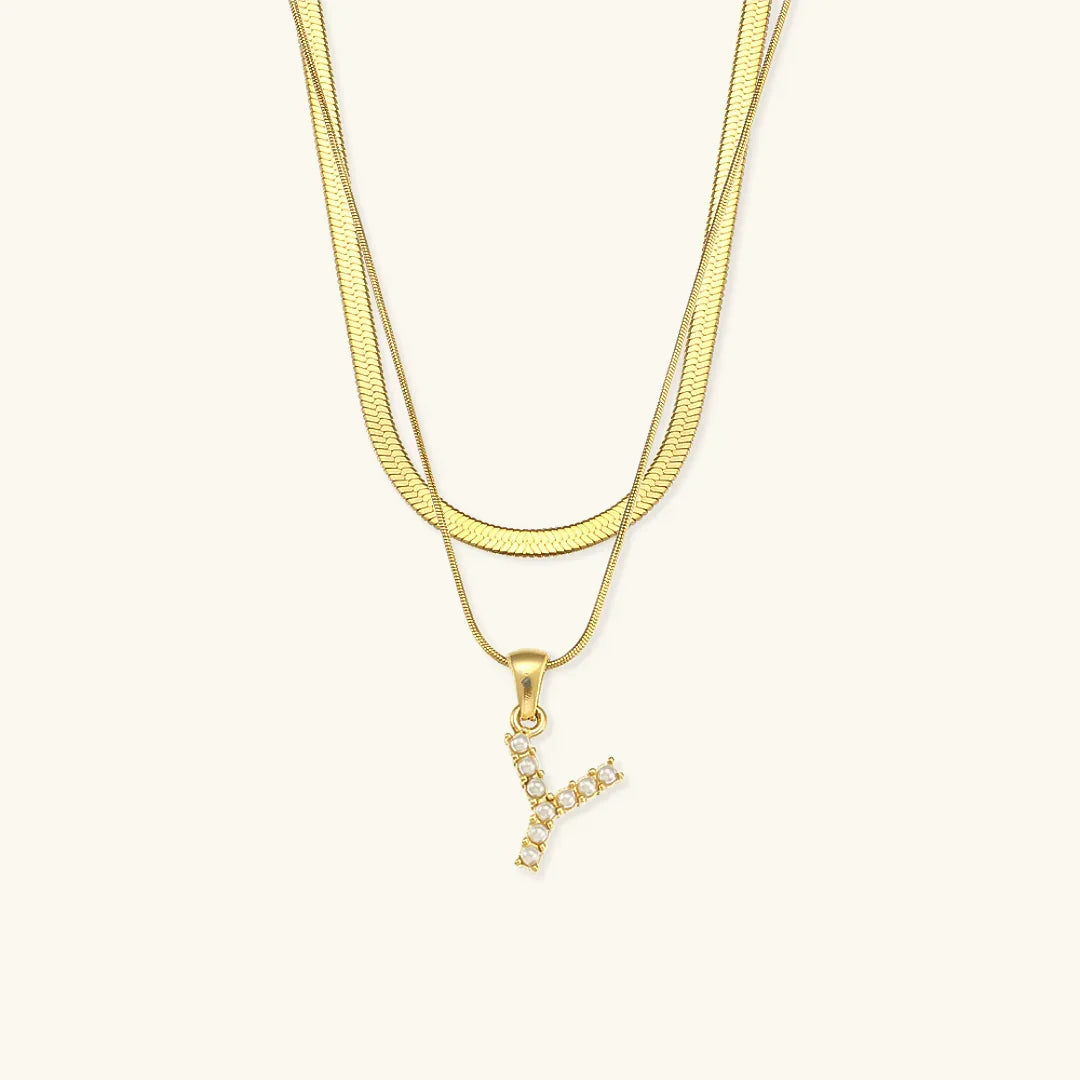 [Echo Fine]Fiona Layered Gold Initial Letter Necklace