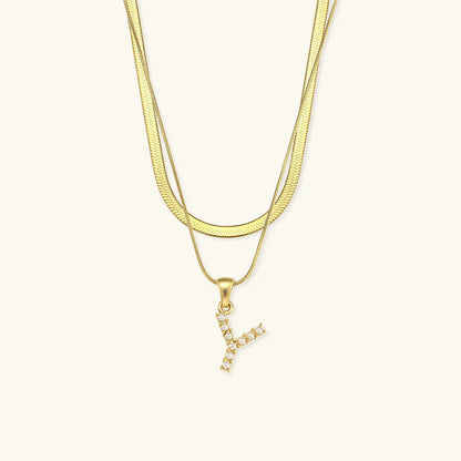 [Echo Fine]Fiona Layered Gold Initial Letter Necklace