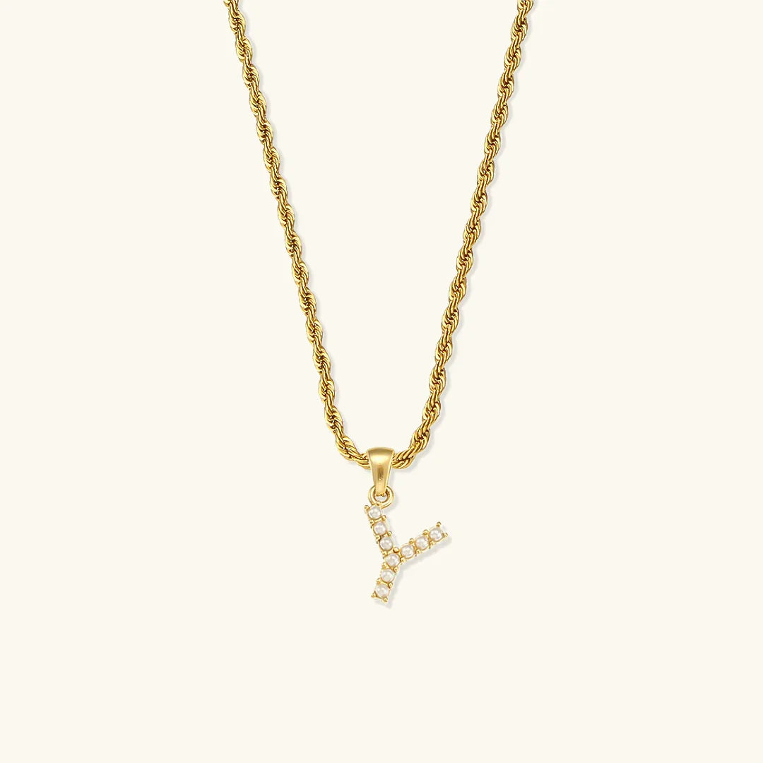 [Echo Fine]Elodie Initial Letter Pearl Necklace
