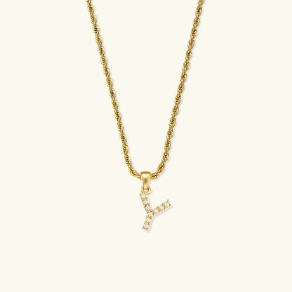 [Echo Fine]Elodie Initial Letter Pearl Necklace