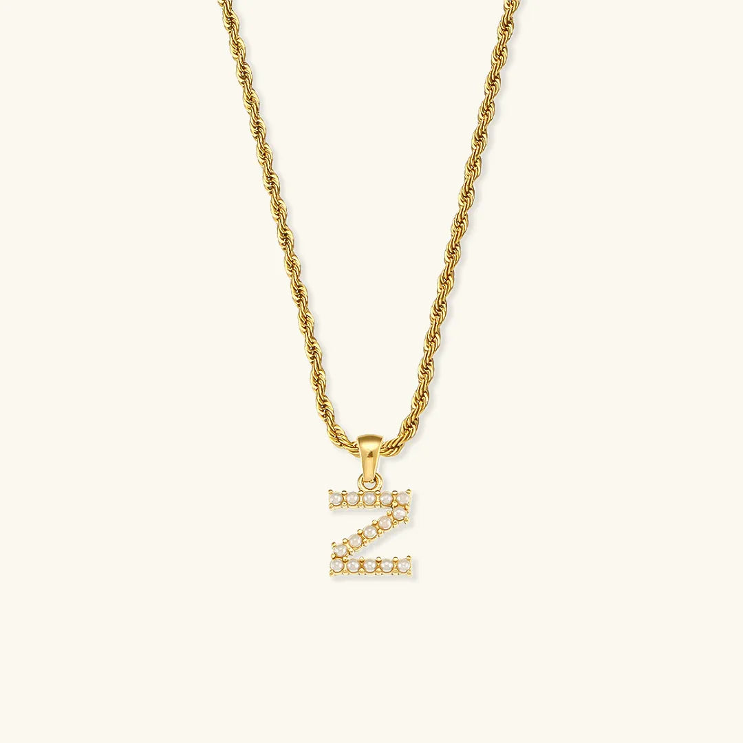 [Echo Fine]Elodie Initial Letter Pearl Necklace