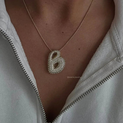 [Echo Fine]Bubble Initial Diamond Necklace