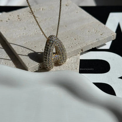 [Echo Fine]Bubble Initial Diamond Necklace