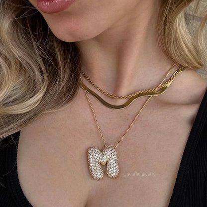[Echo Fine]Bubble Initial Diamond Necklace