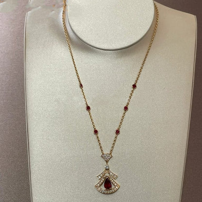 [ECHO ]DREAM NECKLACE CARNELIAN DIAMOND PINK GOLD