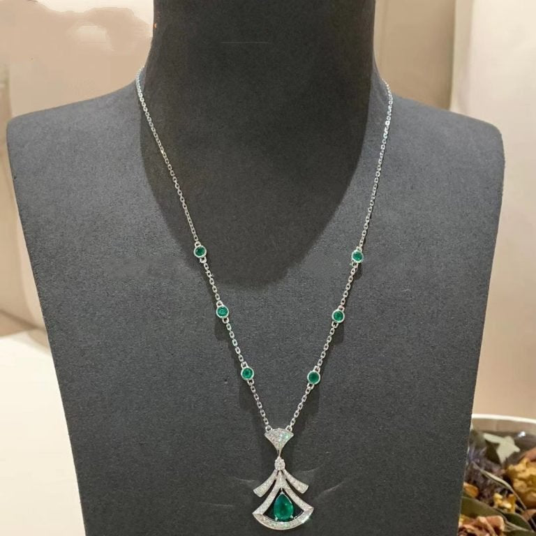 [ECHO ]DREAM NECKLACE MALACHITE DIAMOND SILVER