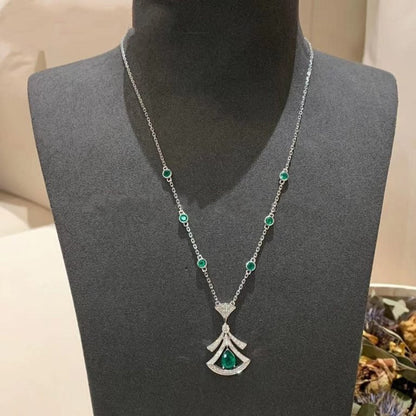 [ECHO ]DREAM NECKLACE MALACHITE DIAMOND SILVER