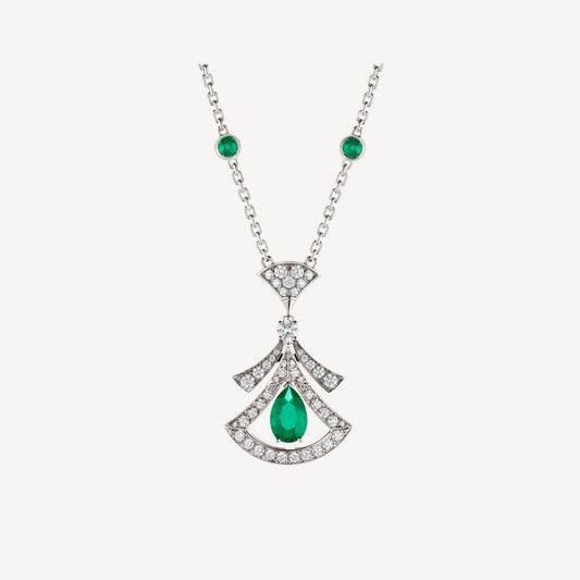 [ECHO ]DREAM NECKLACE MALACHITE DIAMOND SILVER