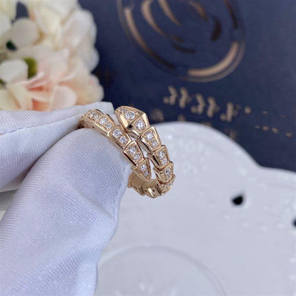 [ECHO ]SERPENTI RING PINK GOLD DIAMOND PAVED 4MM