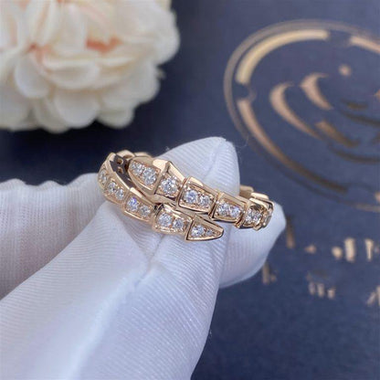 [ECHO ]SERPENTI RING PINK GOLD DIAMOND PAVED 4MM