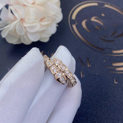[ECHO ]SERPENTI RING PINK GOLD DIAMOND PAVED 4MM