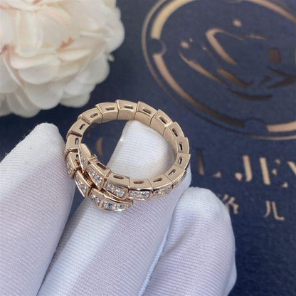 [ECHO ]SERPENTI RING PINK GOLD DIAMOND PAVED 4MM