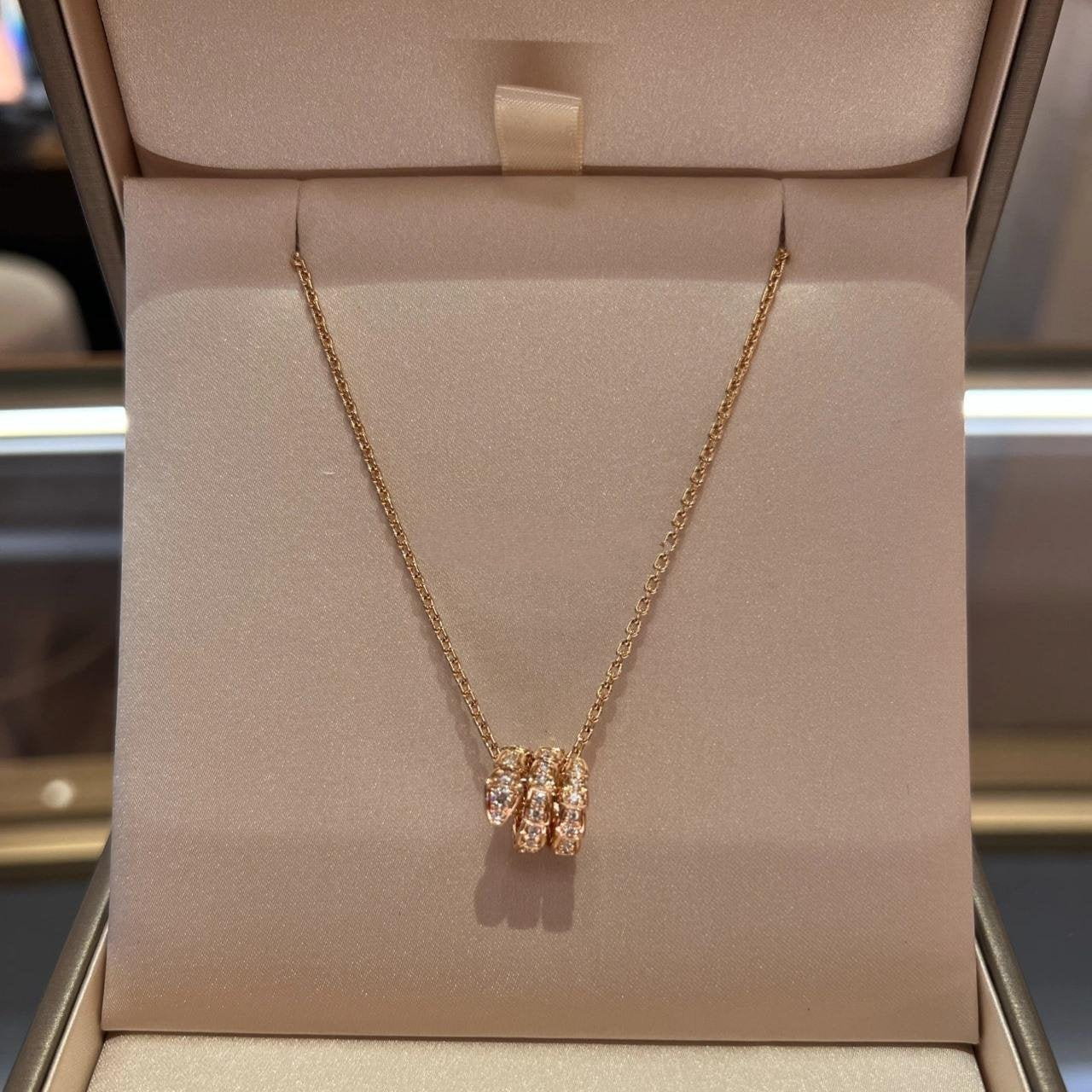 [ECHO ]SERPENTI PINK GOLD NECKLACE DOUBLE RING DIAMOND
