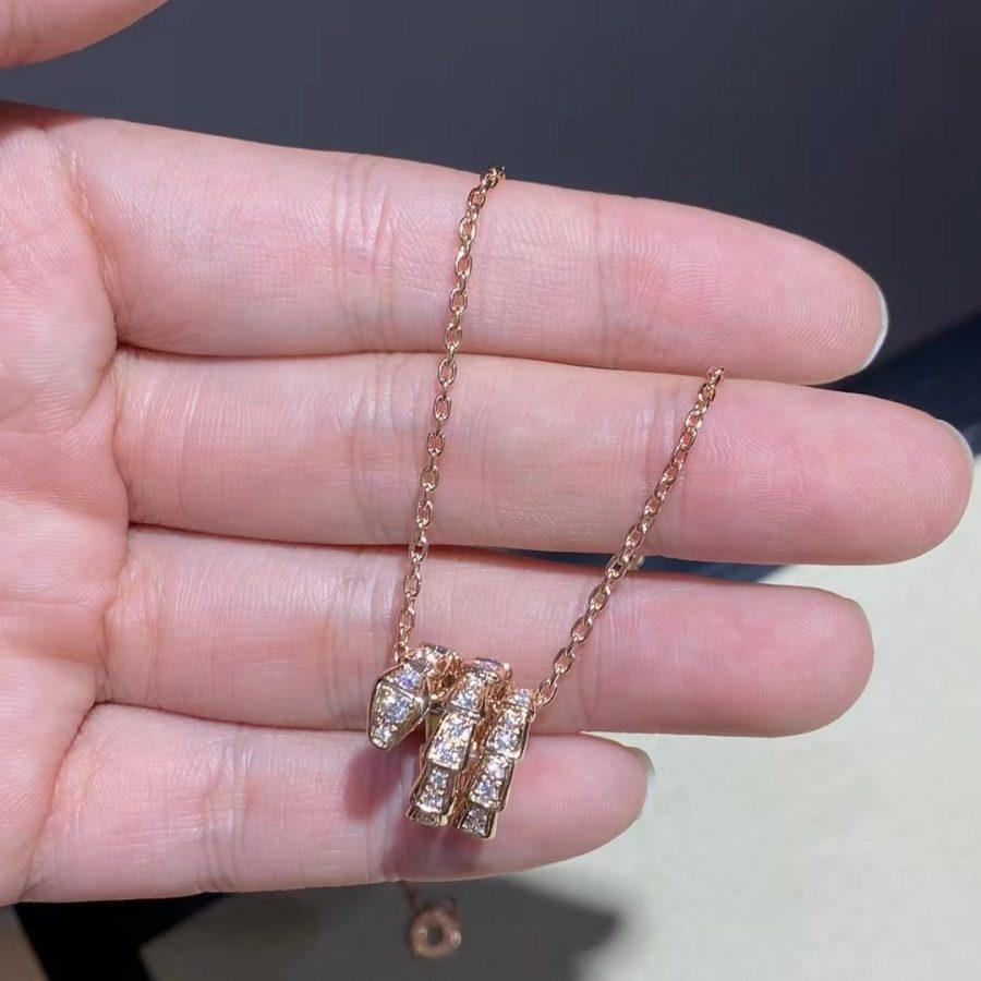 [ECHO ]SERPENTI PINK GOLD NECKLACE DOUBLE RING DIAMOND