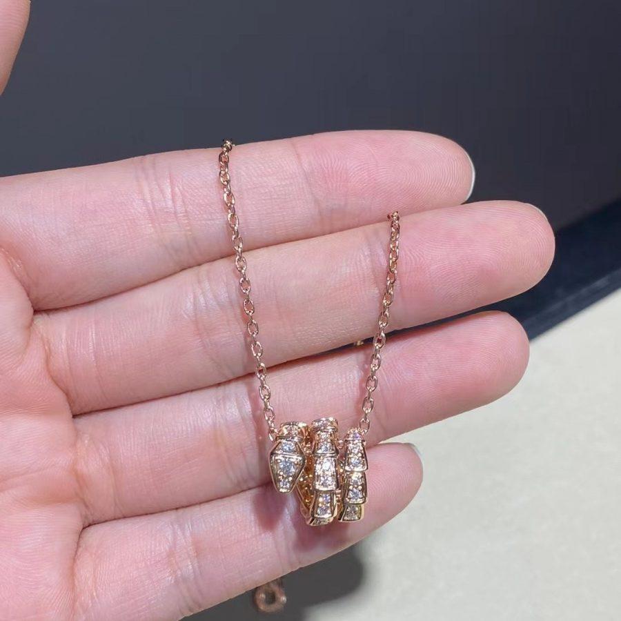 [ECHO ]SERPENTI PINK GOLD NECKLACE DOUBLE RING DIAMOND