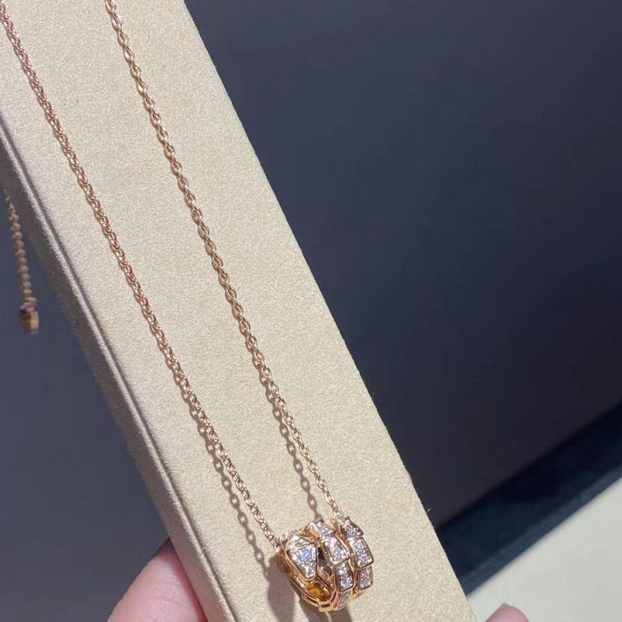 [ECHO ]SERPENTI PINK GOLD NECKLACE DOUBLE RING DIAMOND