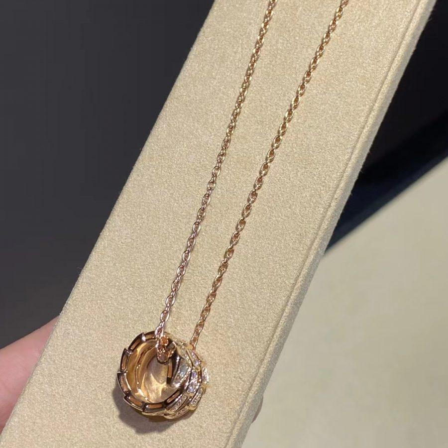 [ECHO ]SERPENTI PINK GOLD NECKLACE DOUBLE RING DIAMOND