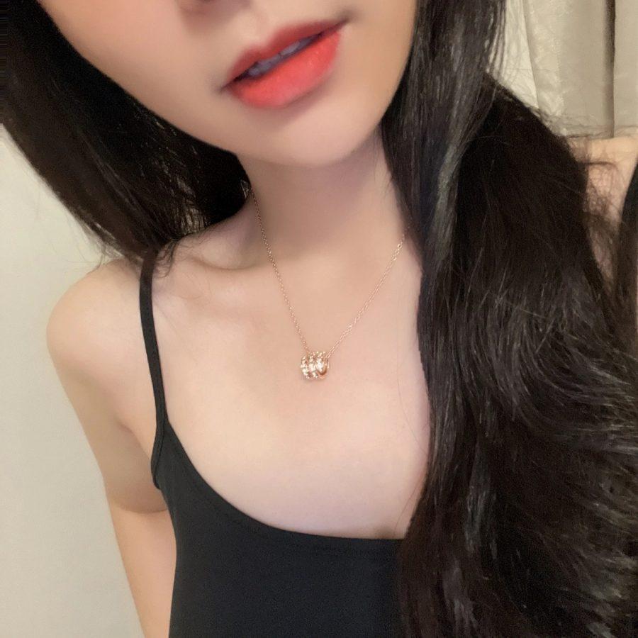 [ECHO ]SERPENTI PINK GOLD NECKLACE DOUBLE RING DIAMOND