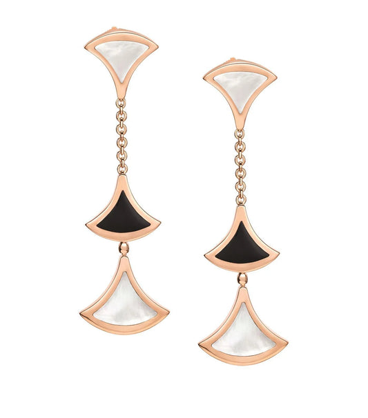 [ECHO ]DREAM EARRINGS 3 MOTIFS ONYX MOP PINK GOLD
