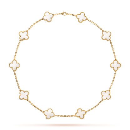 [ECHO ]CLOVER 10 MOTIFS WHITE MOTHER OF PEARL NECKLACE