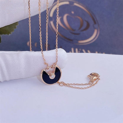 [ECHO ]AMULETTE ROSE GOLD ONYX NECKLACE