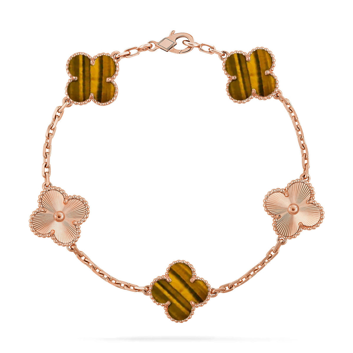 [ECHO ] CLOVER 5 MOTIFS TIGER EYE BRACELET COLLECTION
