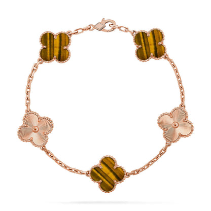 [ECHO ] CLOVER 5 MOTIFS TIGER EYE BRACELET COLLECTION