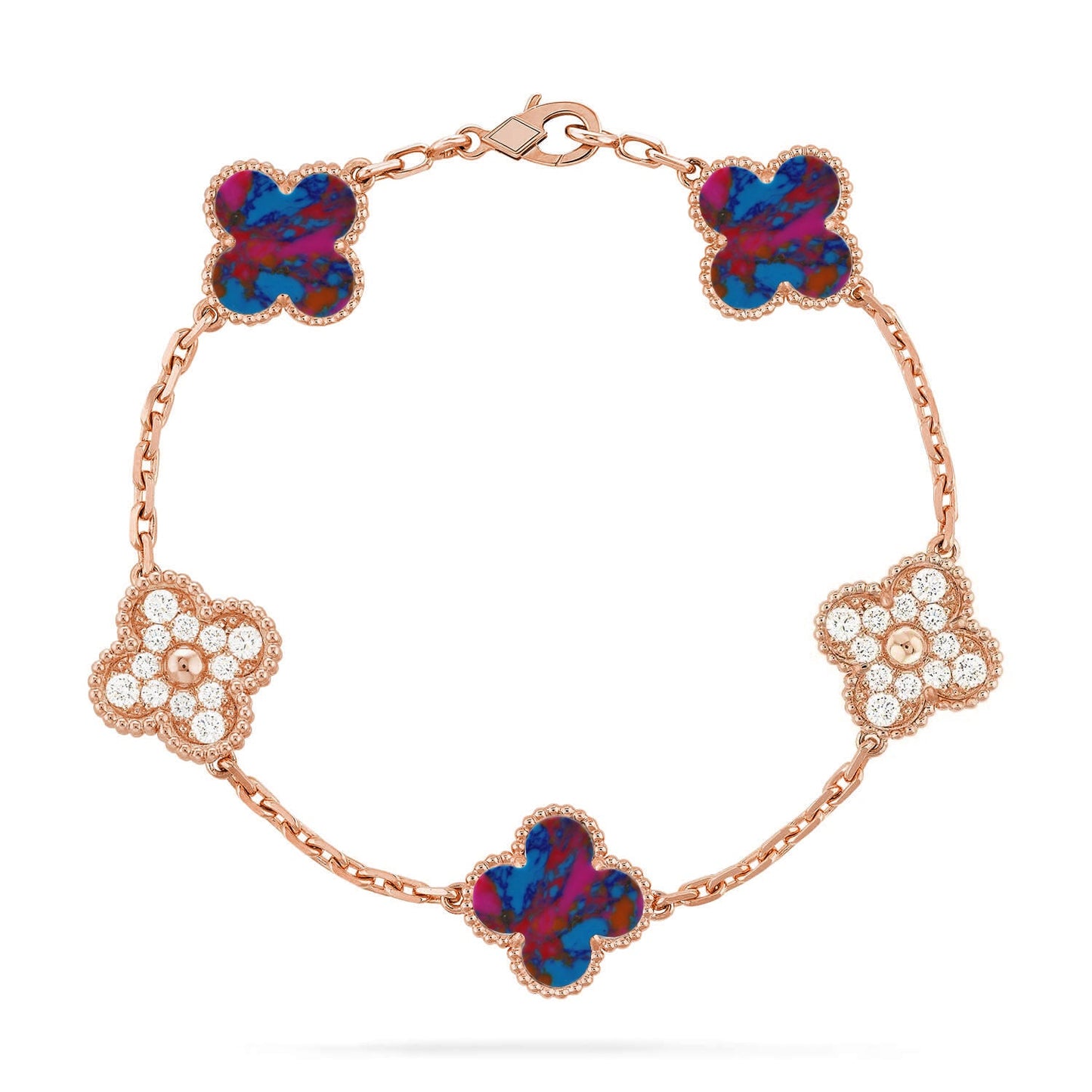 [ECHO ]CLOVER 5 MOTIF COLOR GEMSTONES BRACELET COLLECTION