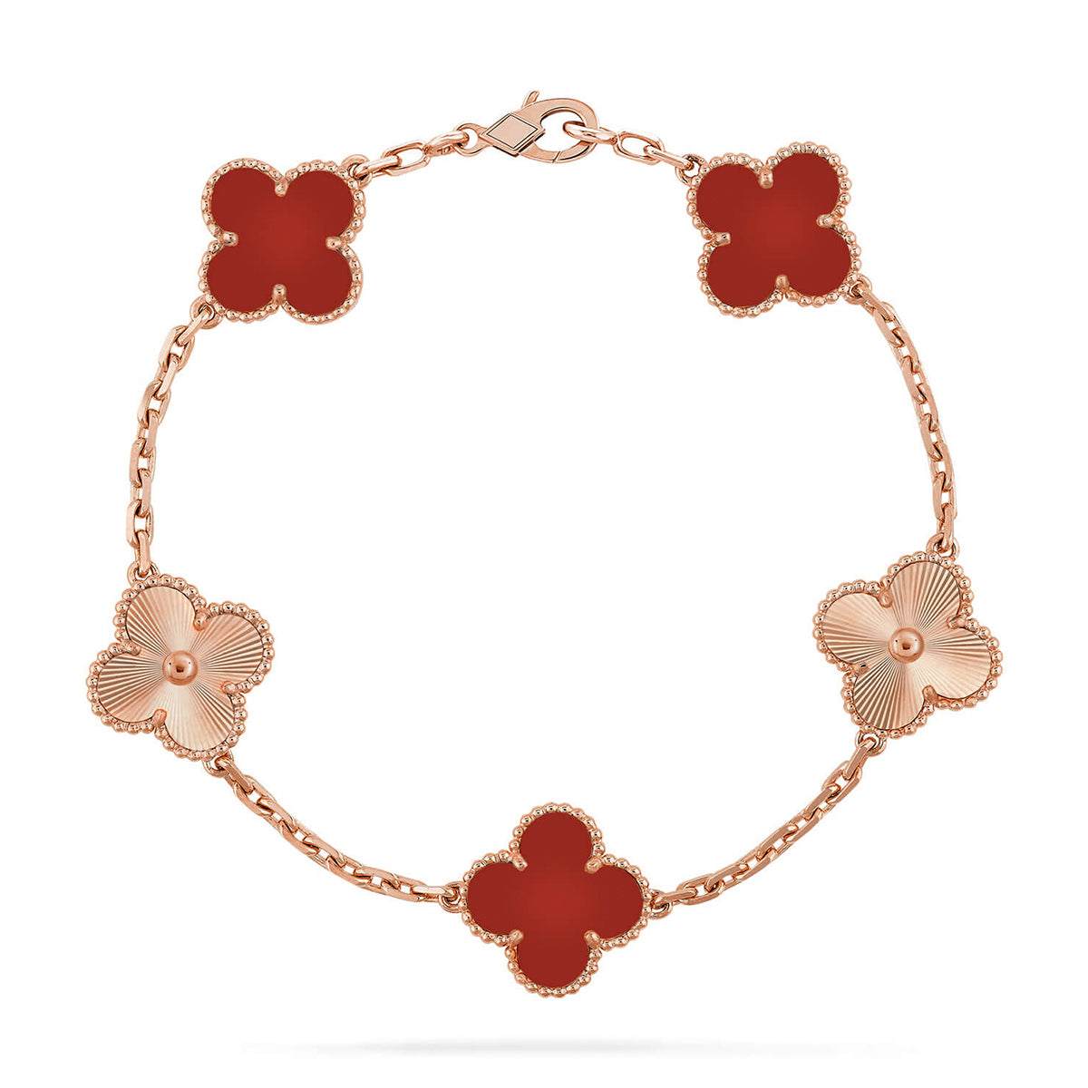 [ECHO ] CLOVER 5 MOTIF RED CORNELIAN BRACELET COLLECTION