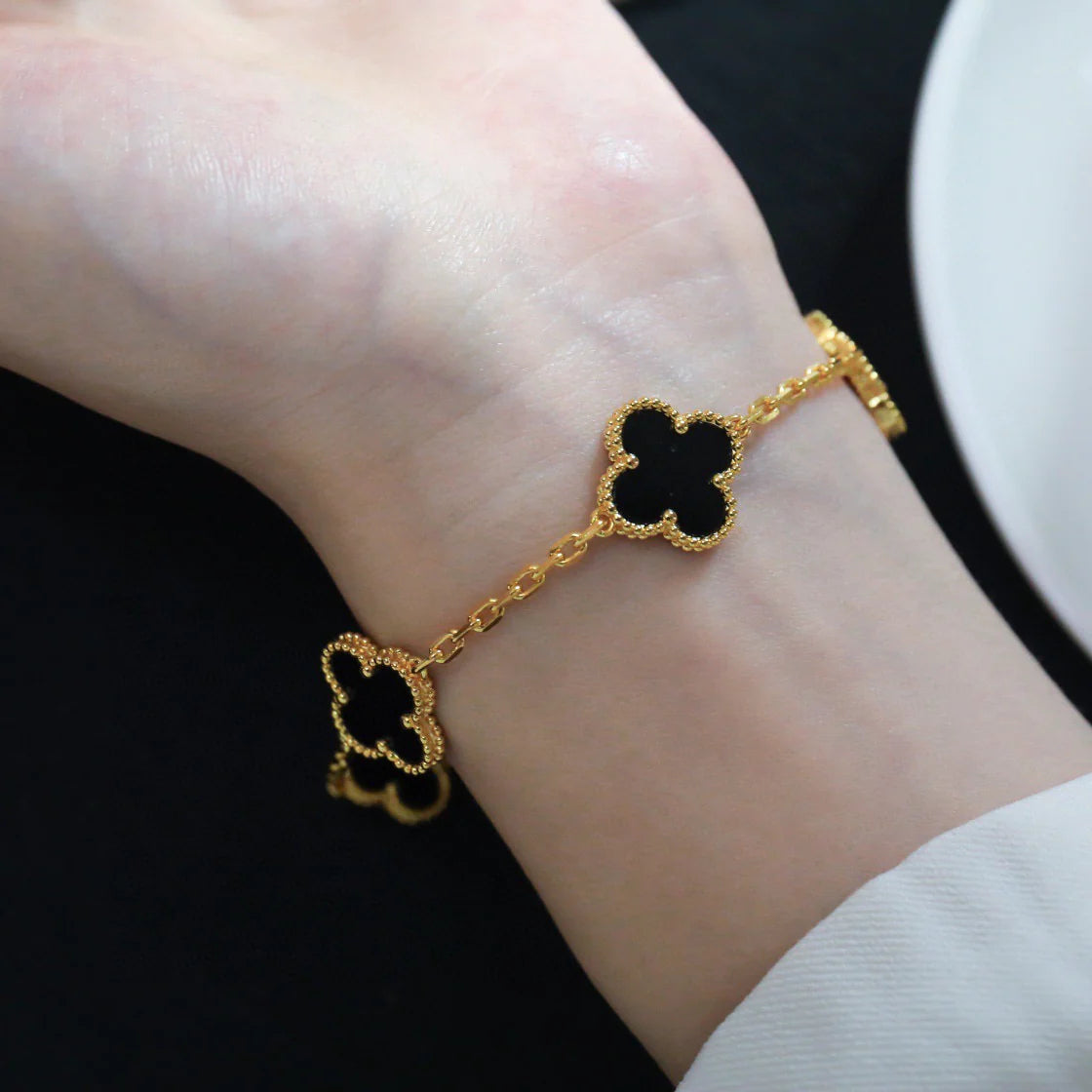 [ECHO ]CLOVER  5 MOTIFS BLACK ONYX BRACELET