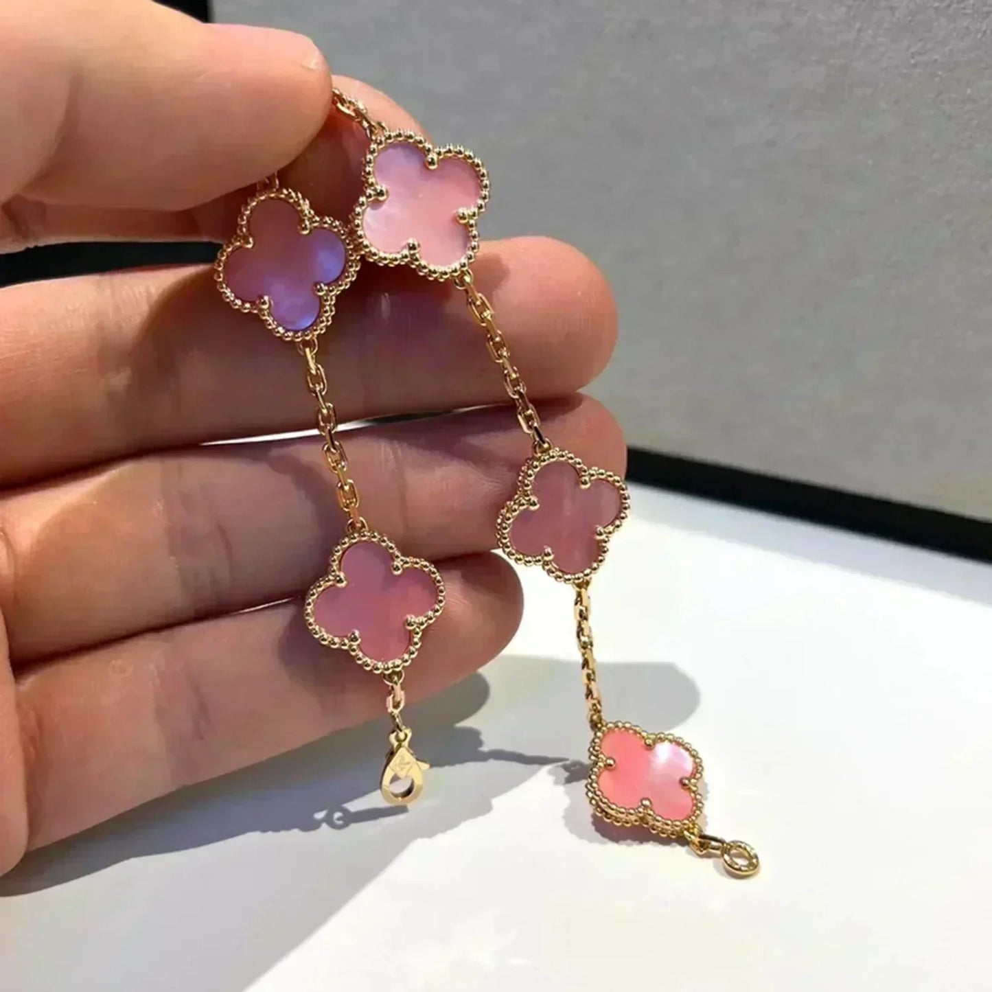 [ECHO ]CLOVER 5 PINK MOP BRACELET