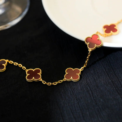 [ECHO ]CLOVER 5 MOTIFS RED AGATE  BRACELET