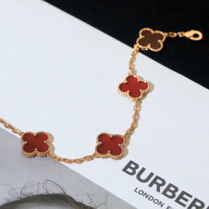 [ECHO ] CLOVER 5 MOTIF RED CORNELIAN BRACELET COLLECTION