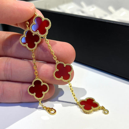 [ECHO ]CLOVER 5 MOTIFS RED AGATE  BRACELET