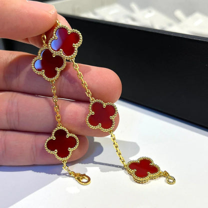 [ECHO ] CLOVER 5 MOTIF RED CORNELIAN BRACELET COLLECTION
